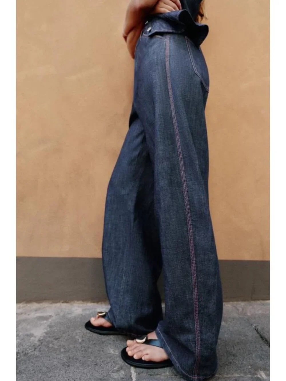 ZARA LINEN BARREL PANTS